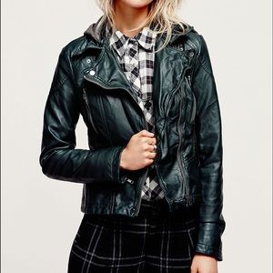 Free People Vegan Leather Jacket with Hood